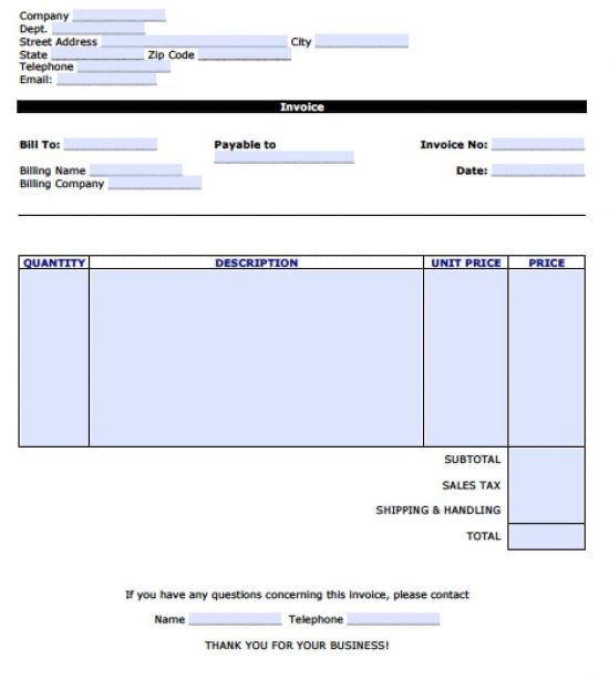 Free Personal Invoice Template Excel PDF Word (.doc)