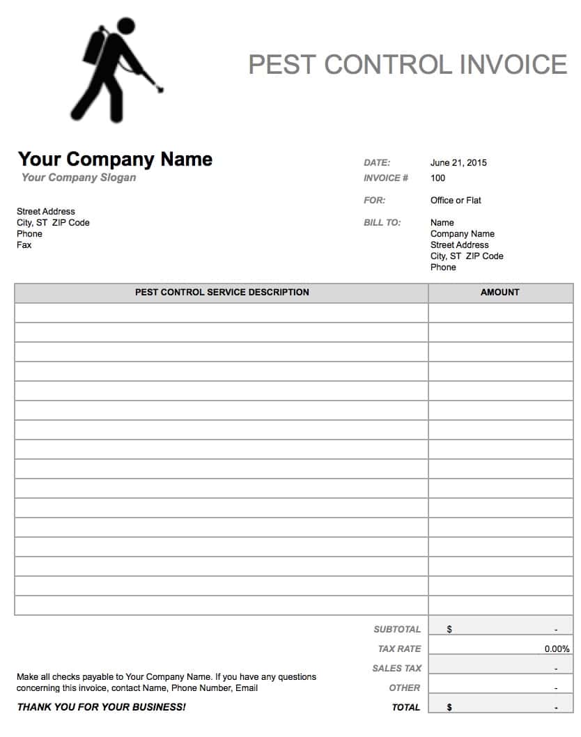 Free Pest Control Invoice Template Excel PDF Word ( doc)