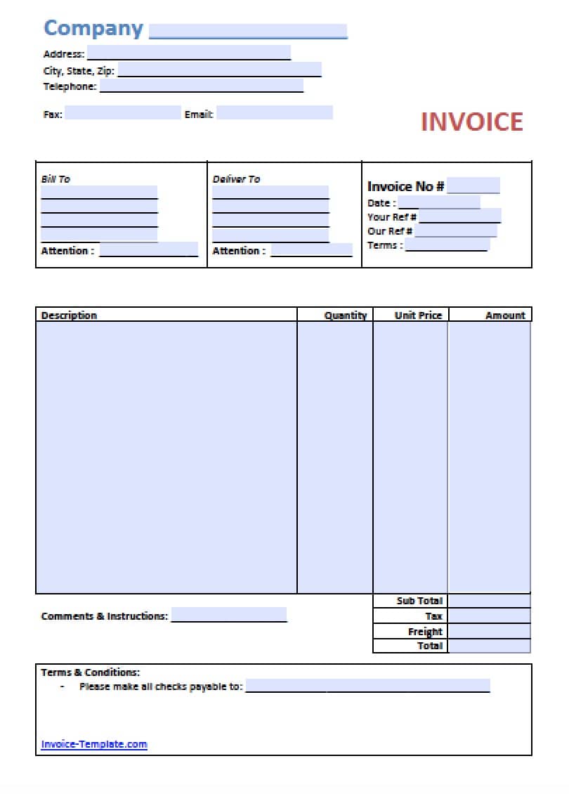 Free Simple Basic Invoice Template Excel PDF Word doc 