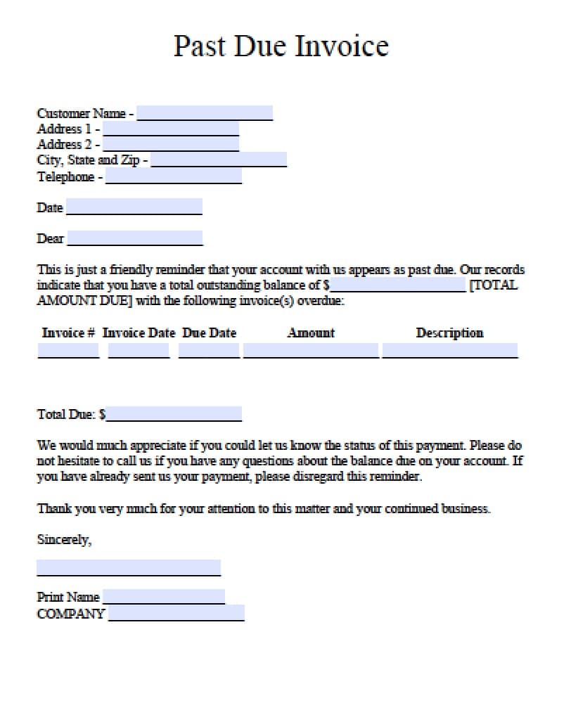 Debt collection letter template